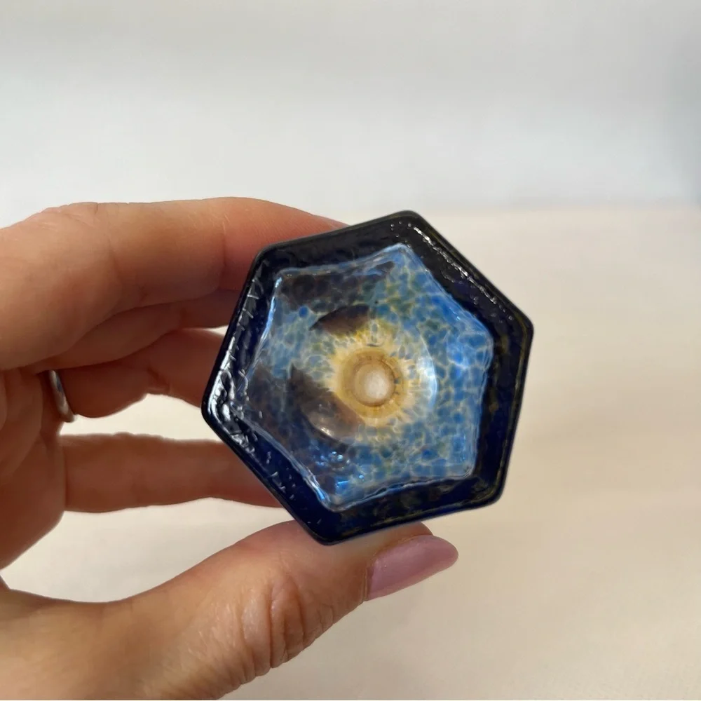 Kosta Boda Blue Yellow Mini Vase Art Glass